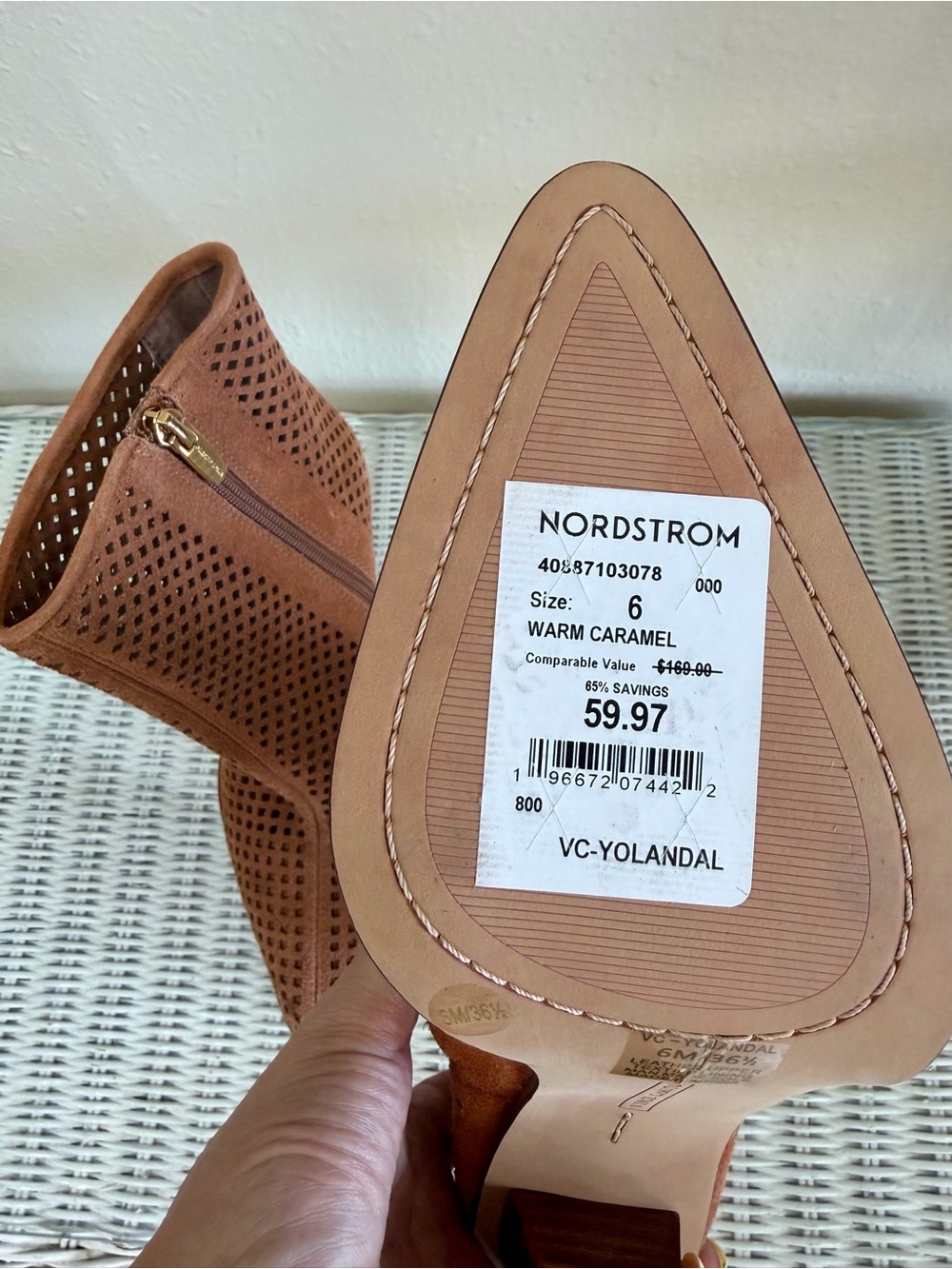 NWOB Vince Camuto Pointed Toe Laser-Cut Mid-Calf Boot in Rust - Picture 3 of 4